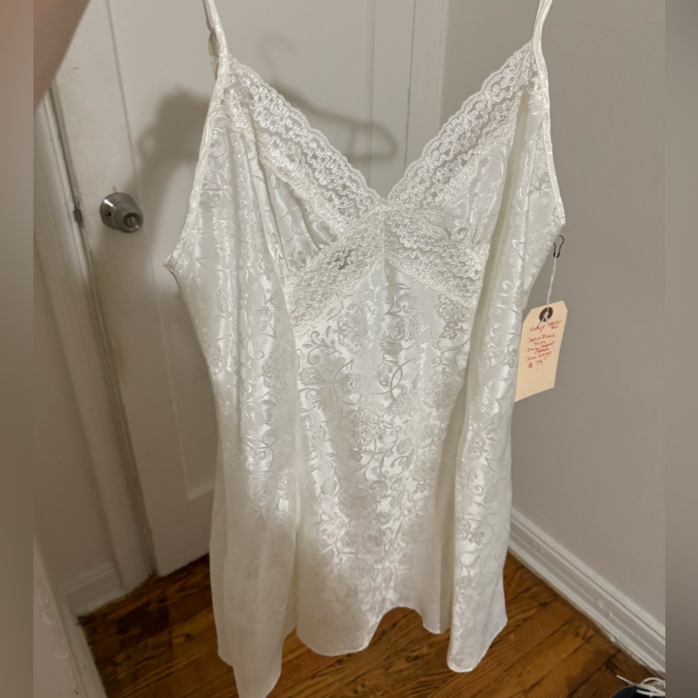 Vintage 1980s/90s Lace Jacquard Slip Dress